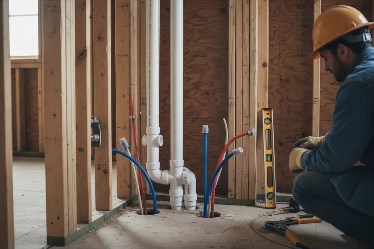 Drain and supply rough-in during Garbage Disposal Repair in Robert
